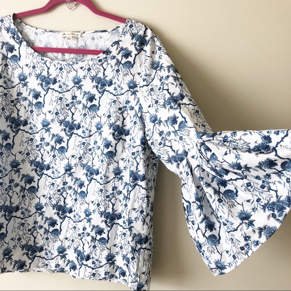 Jane and Delancey Floral Blouse with Bell Sleeves